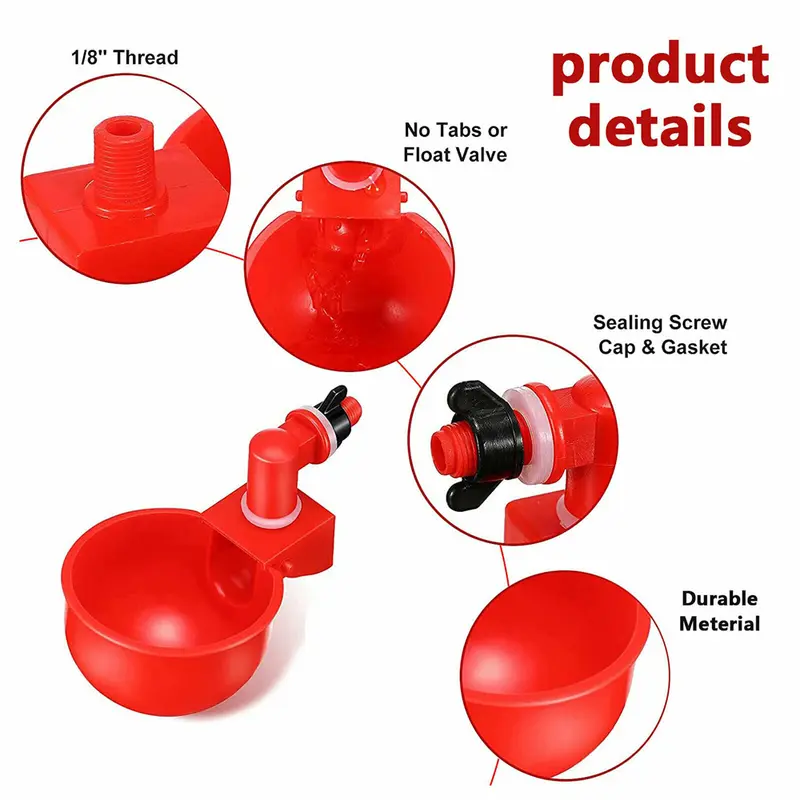 1PC Automatic Chicken Water Cup Waterer Poultry Drinking Bowl Feeder Drinker Tool 7