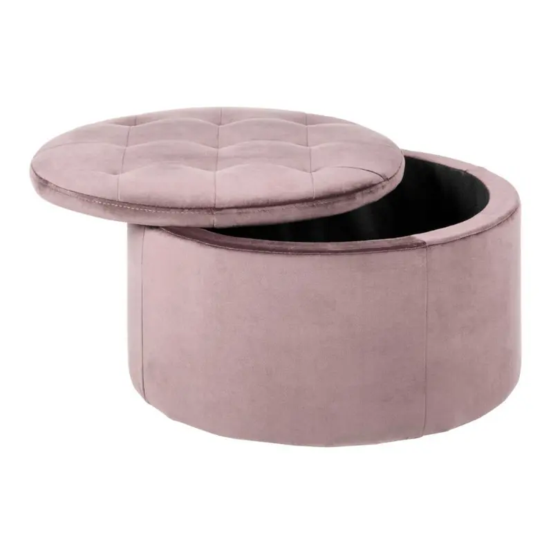 Spacious Soft Touch Large Retina Boudoir Ottoman In Dusty Rose Pink, Quality Round Storage 60x35cm 1