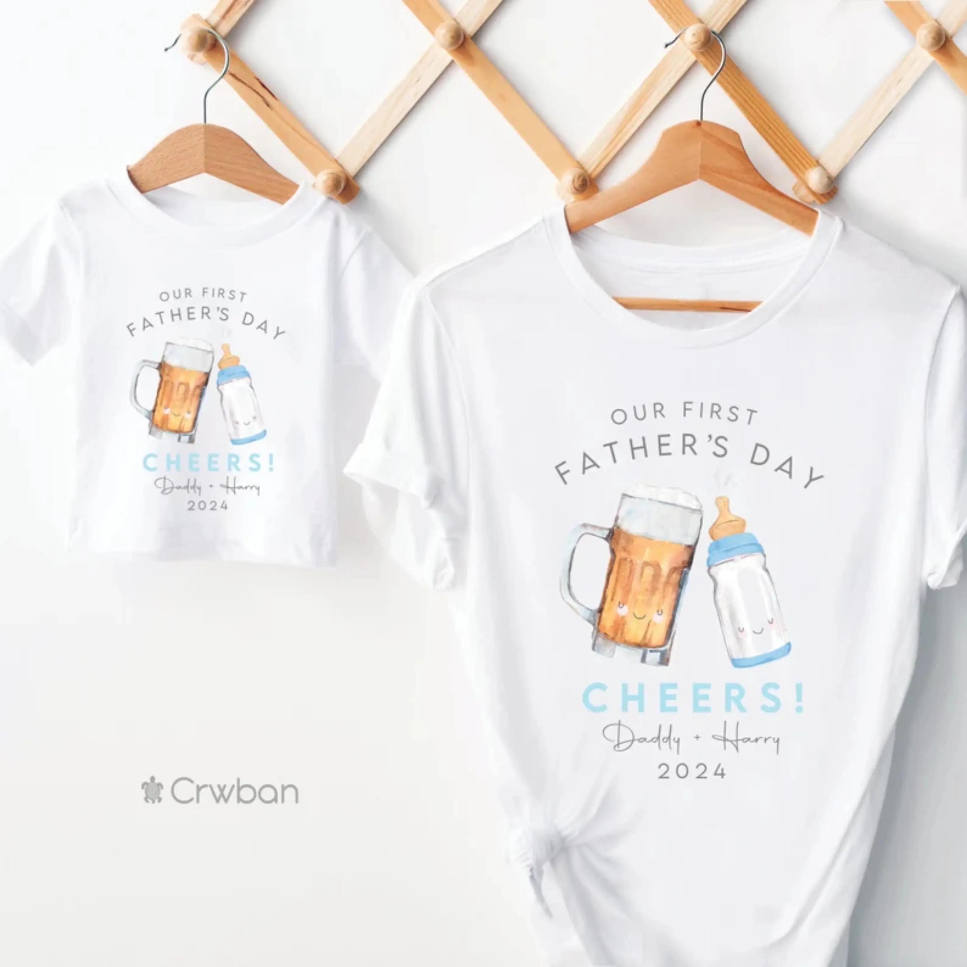 Personalised Matching Our First Father's Day Cheers! 1st Father's Day as My Daddy, Gifts for Dad, Dad Daddy, Baby Vest T-shirt, Baby Outfi