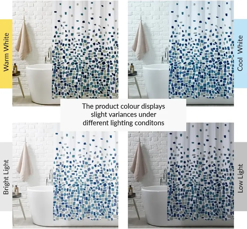 Laven & Ivory Shower Curtain Anti Mould, Mildew Resistant | Size 180x180 cm (71 x 71 Inch) | Water Repellant Fabric | 100% Polyster 3