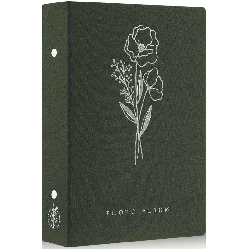 Photo Album 6x4 Slip in, Linen 300 Pockets Photo Albums Holds Landscape Only 10x15cm Picture Green