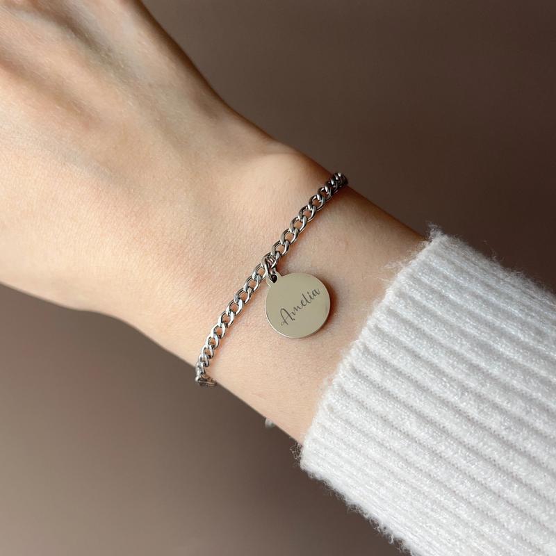 Name Initials 1-4 Disc Curb Bracelet 4