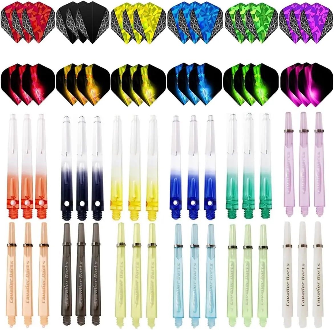75Pack Dart Nylon Stems and 2D Flights Set in 2BA Medium Nylon Shafts Colourful Flights and O Rings Professional Dart Accessories Kit Plasic Accessories for Indoor Dart Games