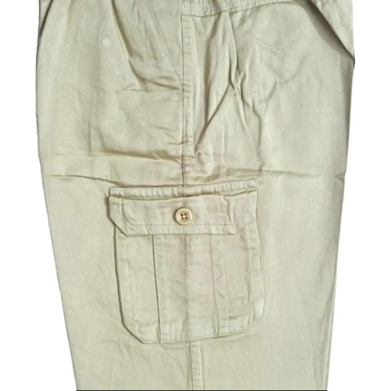 Mens 3/4 Cargo Shorts Elasticated Waist Modest Wear Three Quarter Below Knee Long Multi Pockets Pants. Plain Casual 3