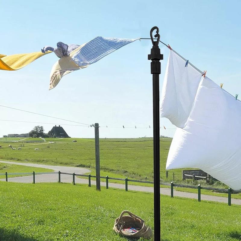 2 X Extending Clothes Prop Washing Line Pole Galvanised Heavy Duty Support 2.4m Accessories Hanging Laundry Metal Pack Set Room 1