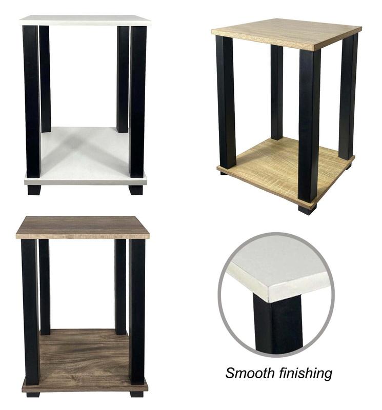 Wooden Top Bedside Side Coffee Table 2 Tier End Table For Bedroom Living room Storage 0