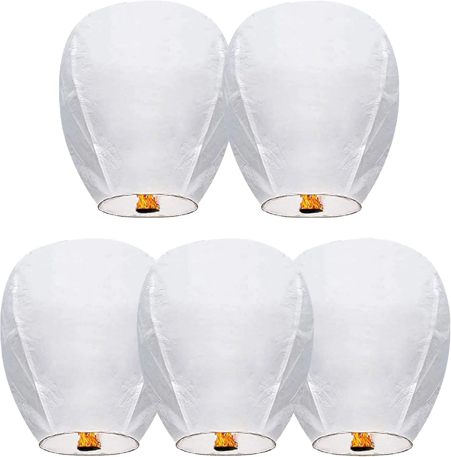 Chinese Sky Lanterns Environmental Friendly 100% Biodegradable Material No Assembly Required, for Wishing Wedding Birthday Party (5 Pack)