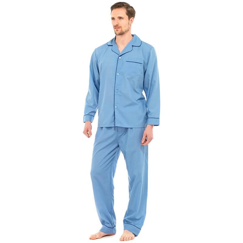 MENS TRADITIONAL PYJAMAS SET PLAIN PJ NIGHTWEAR LOUNGE WEAR TOP PANTS TROUSERS 1
