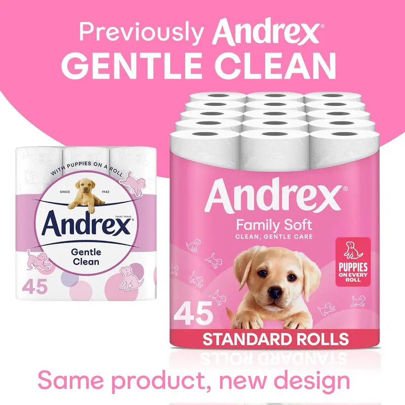 Family Soft Toilet Tissue 45 Toilet Rolls (Previously Andrex Gentle Clean Toilet Paper), Gentle on your Family’s skin– Bulk Pack of 72 Toilet Rolls, Packaging May Vary Wipes 1