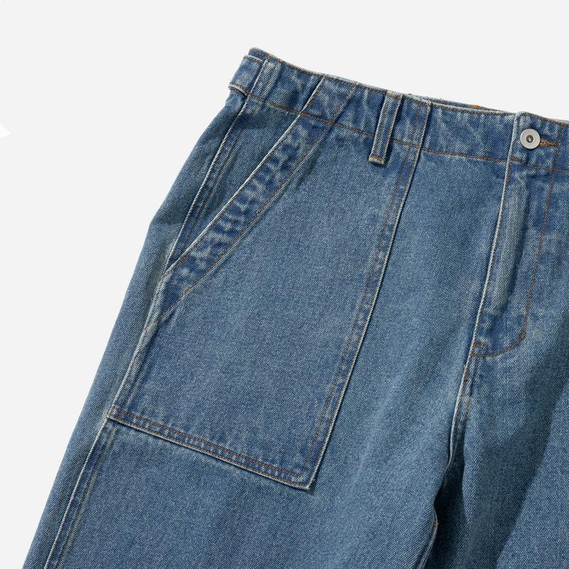 WIDE DENIM FATIGUE PANT - INDIGO WASHED 2