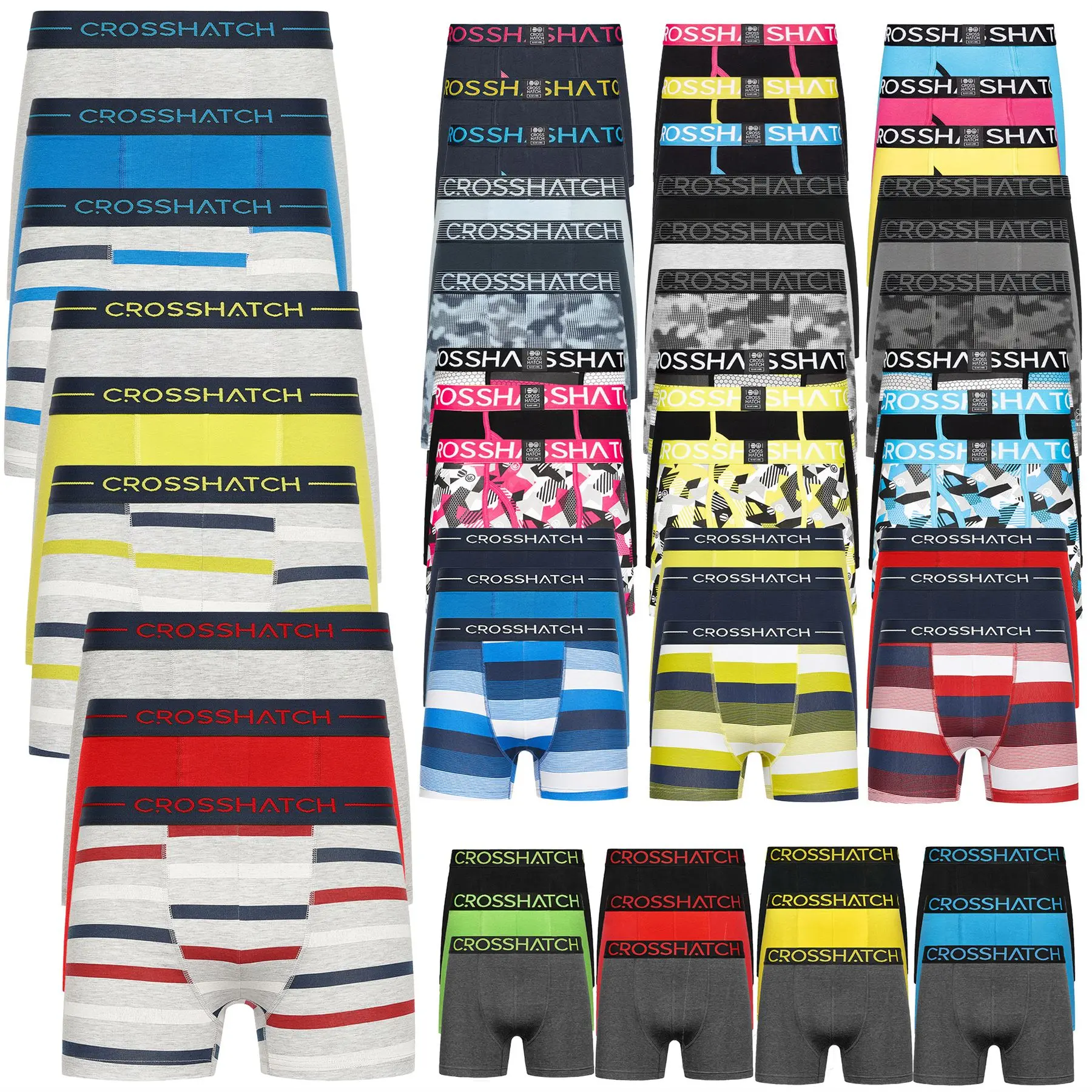 Mens 3 Pack Boxers Shorts Trunks Gift Warbler Underwear Set Crosshatch S-XXL Boxer Shorts Cotton