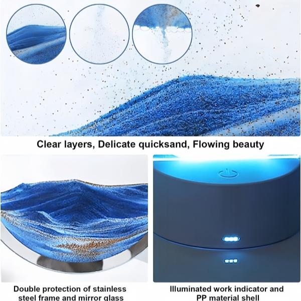 Moving Sand Art Picture Desk lamp, 3D Hourglass Deep Sea Sandscape,Quicksand Decor Lamp,360° Rotating Hourglass Decoration,RGB Color Changing Kinetic Sand Kit Creative Night Light(Blue with Remote) 4
