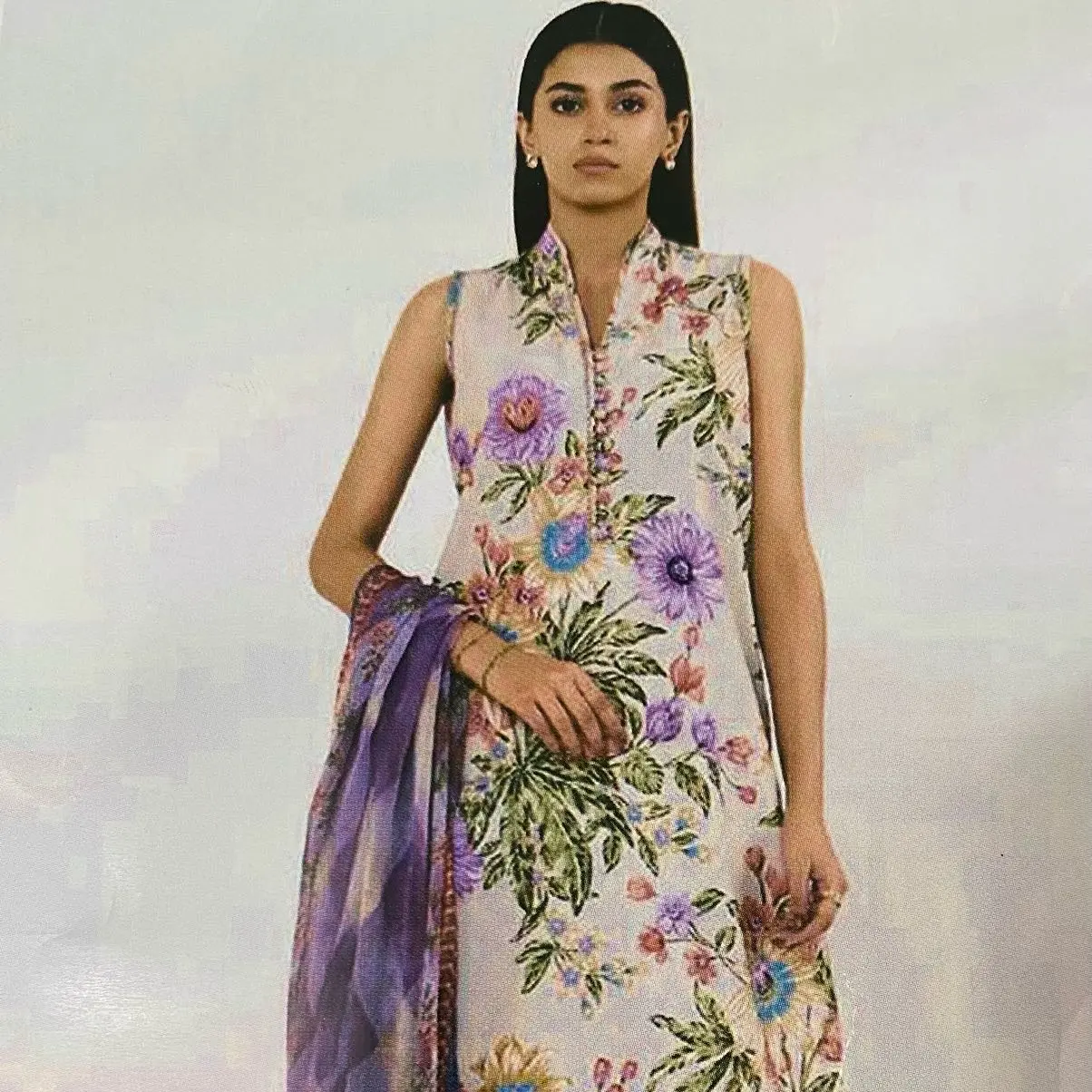 SAPPHIRE Women's 3 Piece Linen unstitched Suit with Digital Print - Casual Womenswear Comfort