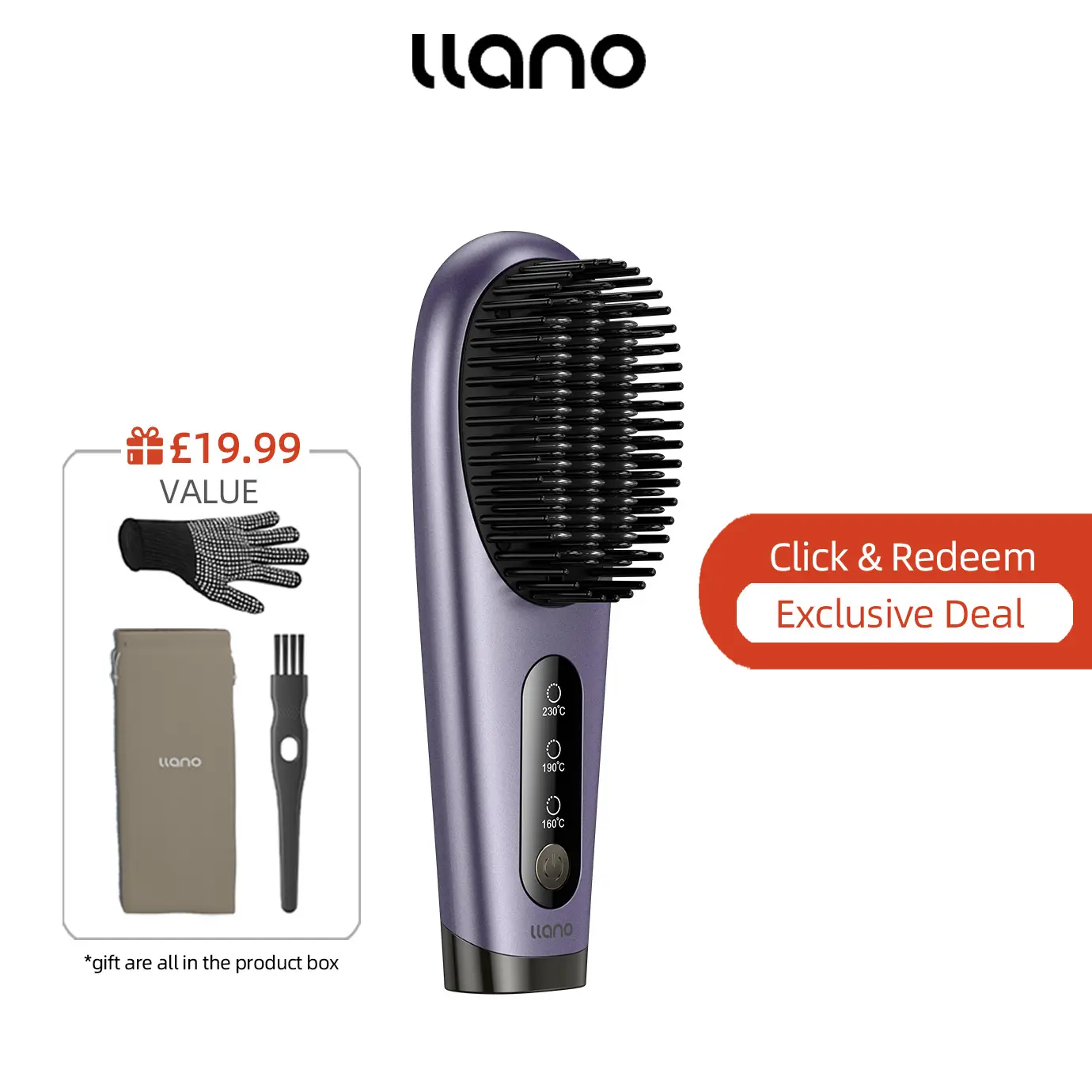 llano Cordless Hair wireless Straightener Brush, 2025 Update Portable Mini Straightening for Travel, Negative Ion Hot Comb for Women, 6400 mAh USB Rechargeable, 100M+ Ions | Mothering Sunday Gift