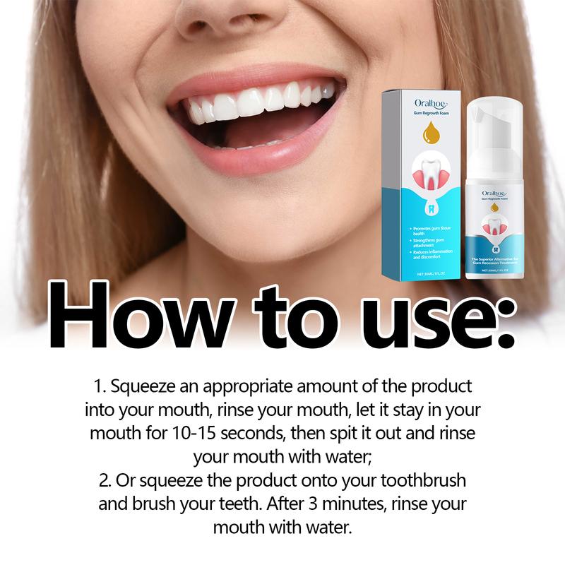 Product Introduction of 2024new oralhoe Gum Regrowth Foam, Clean Teeth Tartar Care Gums Clean Teeth Anti-Moth Fresh Breath Mousse 5