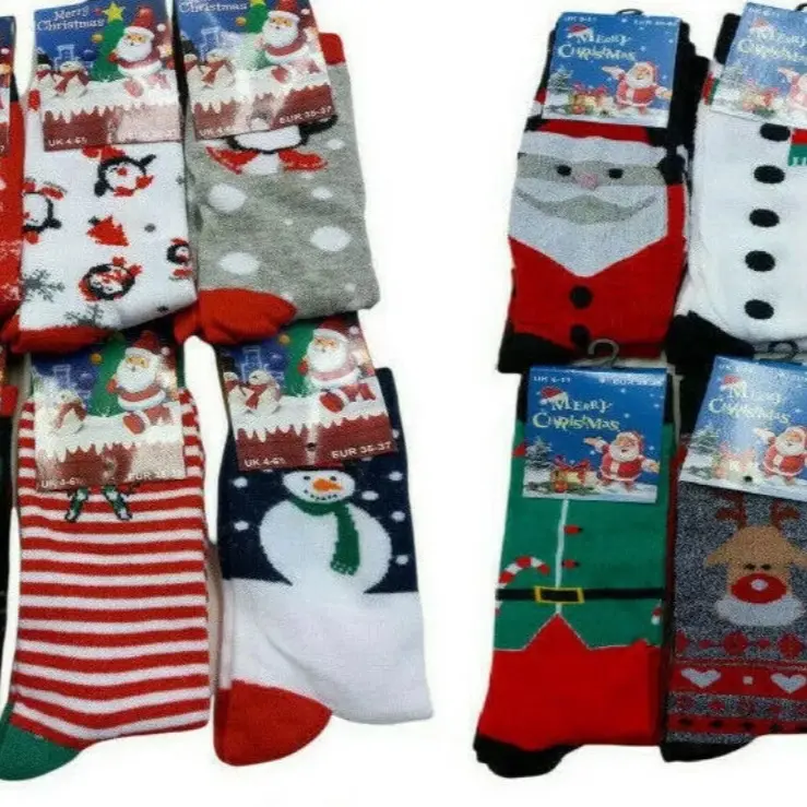 Menswear - 12 Pairs of Santa Festive Christmas Cotton Rich Novelty Xmas Socks for Men - Man 2