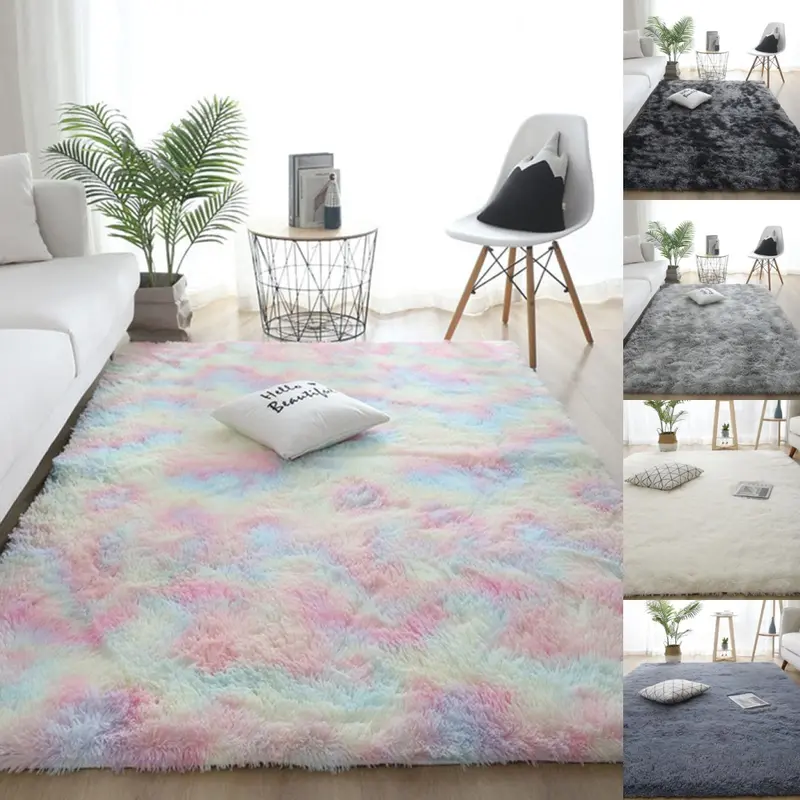Fluffy  Large Shaggy Rugs for Living Room Bedroom Soft Carpet Floor Mat Indoor Cotton Plaid 2