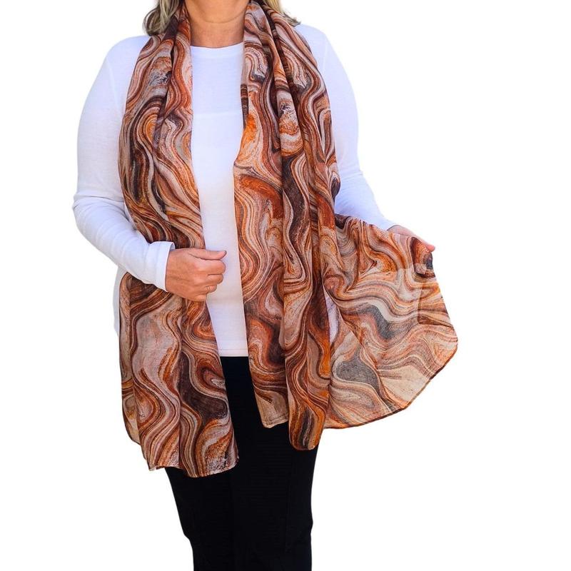 Soft and Flowy Marble Effect Scarf for Women - Fashion Scarves 0