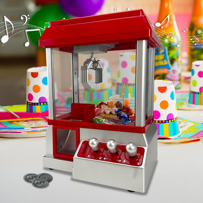 Candy Grabber Machine Toy - For Kids Parties, Retro Fun Arcade Claw Crane Game Dispenser Grab Gadget Prize | For Treats, Chocolate, Sweets, Small Toys | 24 Coins, Novelty Gift For Xmas Party Gift Set Educational Boys Girls Musical Games 1