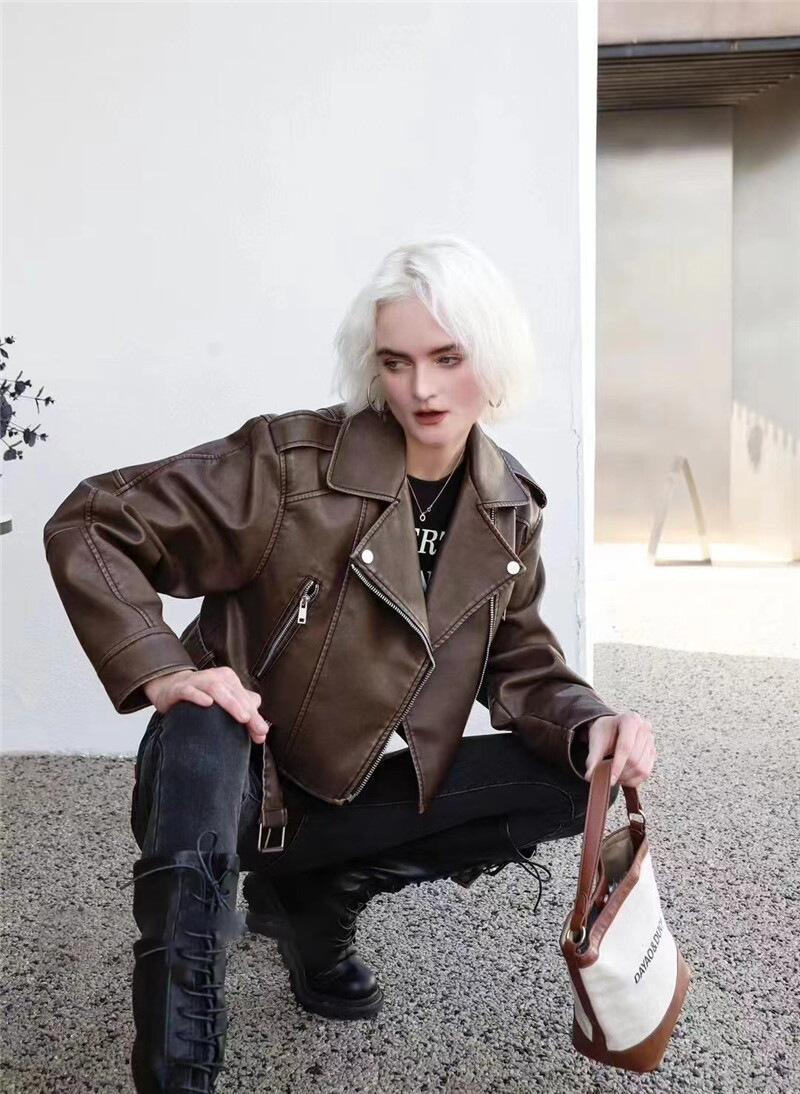 Product Introduction of 2024 Leisure Motorcycle PU Leather Jacket Clothing Womenswear Athletic Bohemian Style 5