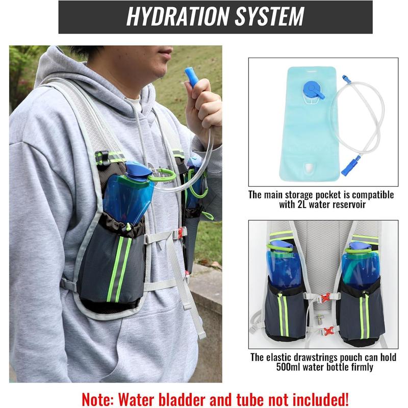 Nepfaivy Running Vest Hydration Backpack - Lightweight and Reflective Running Hydration Vest with Multi-pouches, Breathable and Adjustable Running Backpacks for Outdoor Running Cycling Climbing 2
