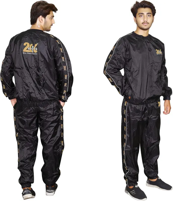 2Fit Your Fitness Partner Heavy Duty Workout Sauna Sweat Track Suit Top and Bottom Non Rip Weight Loss Slimming Boxing MMA Training Gym Weightlifting Running Jogging Exercise Fat Tracksuit 1
