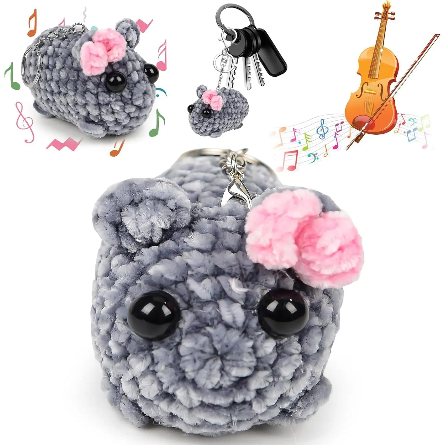 Sad Hamster Meme Keychain, Sad Hamster Keychain with Sound,Knitted Hamster Keychain, Handmade Sad Hamster Knitting Doll, Cute Handwoven Hamster Ornament Unique Gift for Adults