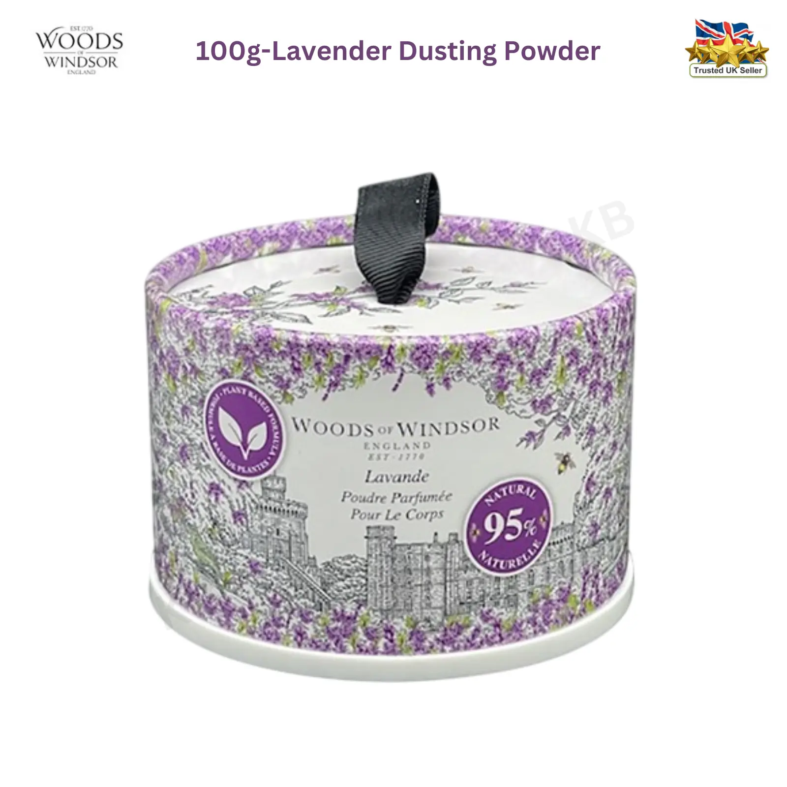 Woods Of Windsor Lavender Dusting Powder talc talcum gift box & puff UK Seller Body Care Cosmetic Skin Repair