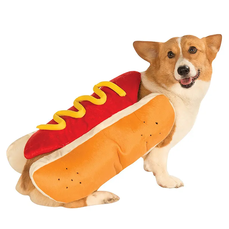 Funny Dog Costumes Hot Dog Shaped Dachshund Sausage Adjustable Clothes Pet Apparel Dressing Up Cat Party Costume Suit