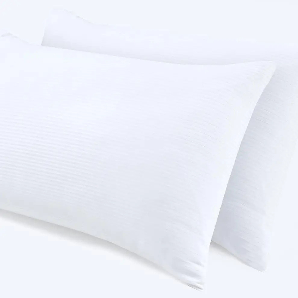 LINEN HOME Luxury Hotel Pillows Covers 2 Pack of standard size 50*75 cm envelope enclouser, 100% Cotton White Strip Stain Pillowcase Hotel quality Pillow Hotel Quality Pillows