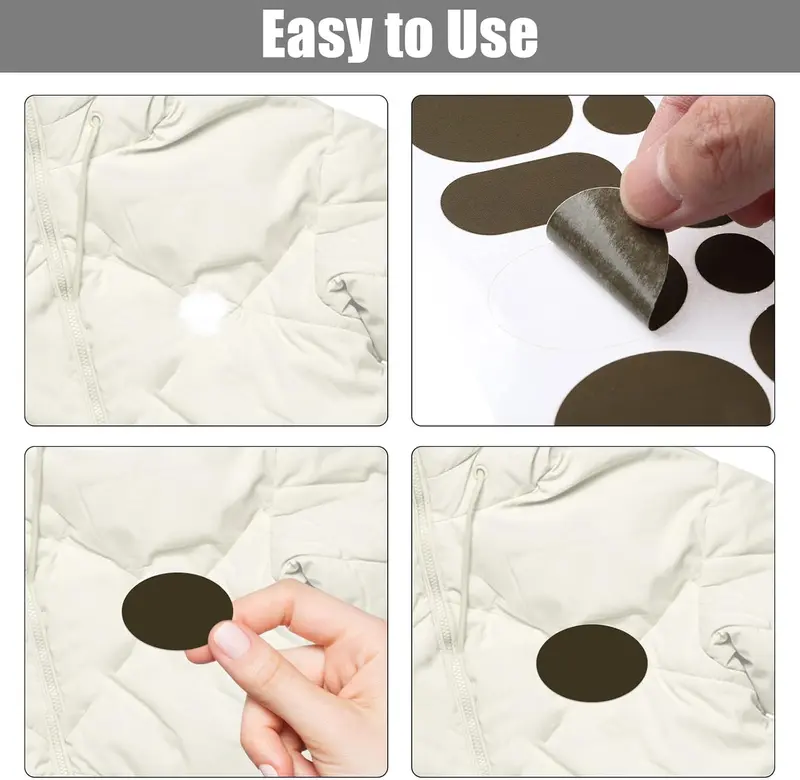 45 Pieces Down Jacket Patches Nylon Repair Tape Self-Adhesive Repair Patch for Jacket Tent Outerwear Repair, Round and Oval Shape. Army green 6
