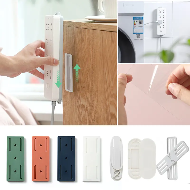 1/6pcs Wall-Mounted Holder Punch-Free Plug Fixer Self-Adhesive Socket Fixer Cable Power Strip Holder Cable Wire Organizer Rack 1