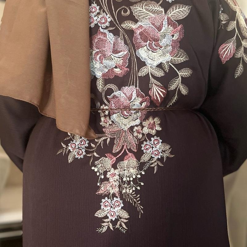 FAIZA 3 Piece Embroidered Open Abaya 6