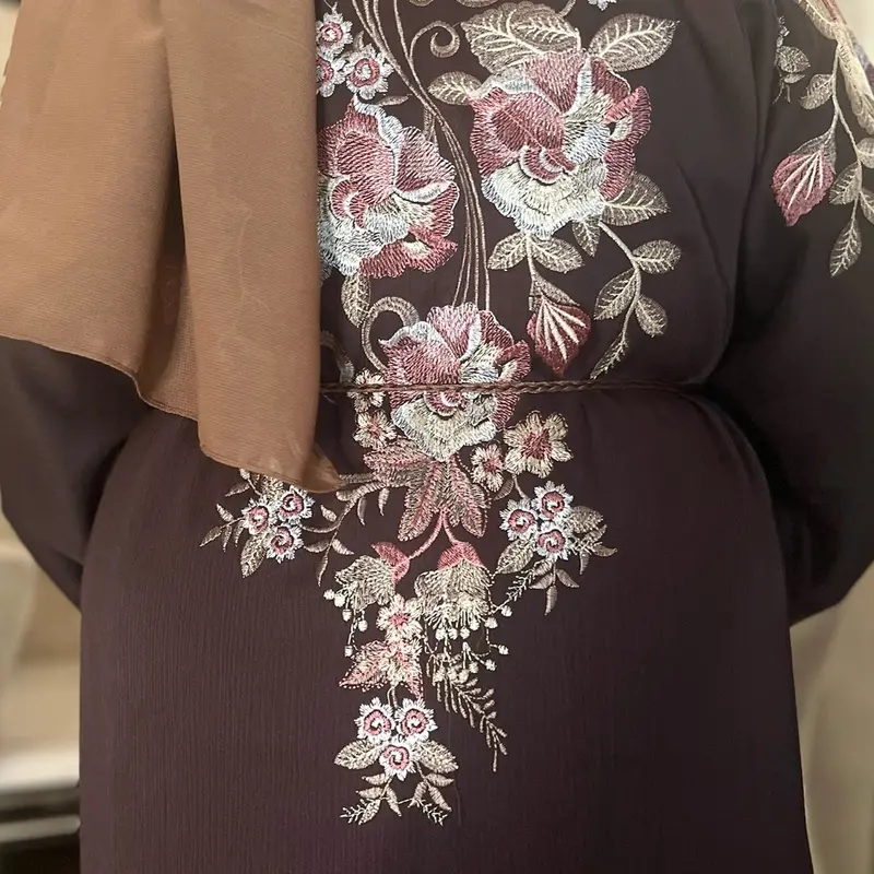 FAIZA 3 Piece Embroidered Open Abaya 6