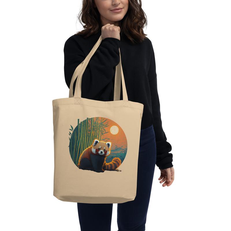 Eco-Friendly Cotton Tote Bag with Adorable Red Panda Design 3