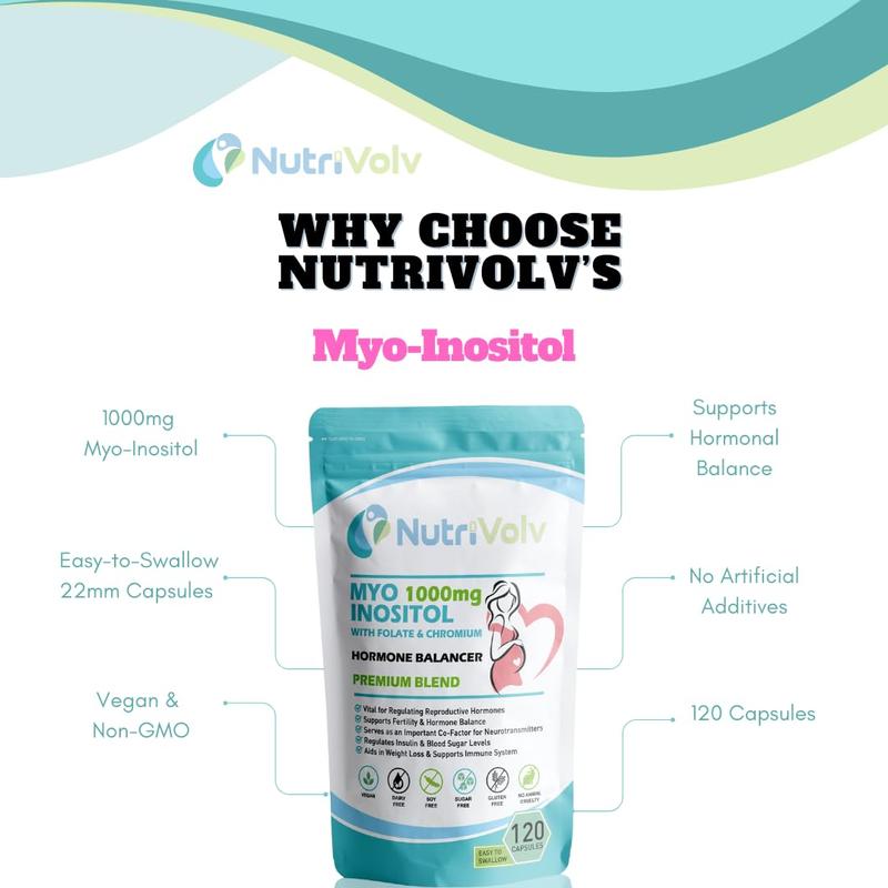 Myo Inositol 1000mg with Folate & Chromium Supplements for Female Support Hormone Balancer | 120 Capsules 2