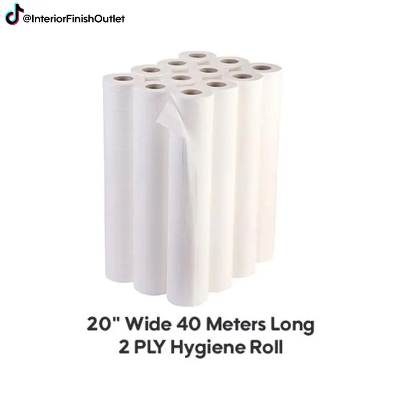 Trade White Couch Roll 20", 2 PLY Hygiene Roll-40 Meters Long 0