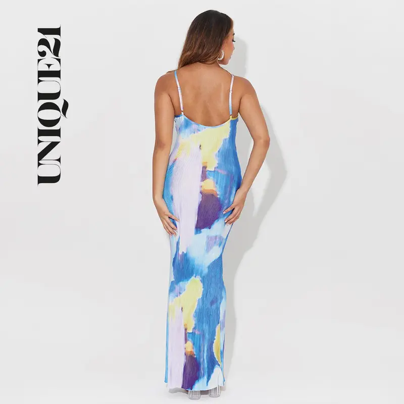 UNIQUE21 women Casual Loose Sundress Sleeveless Split Maxi Long Beach Dress 2