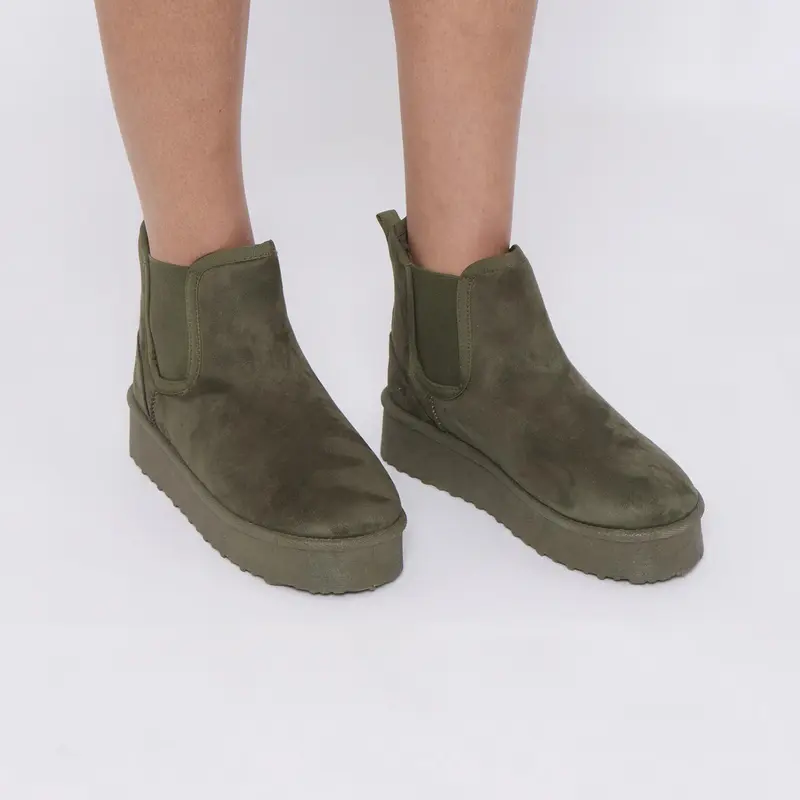 Women’s Ladies Faux Suede Snug Thick Platform Chelsea Ankle Boots Shoes Size 4