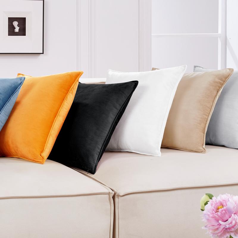 Deconovo Set of 2 Cushion Protectors Crushed Velvet Cushion Covers, Throw Pillow Cases Flanges Cushion Covers for Boys with Invisible Zipper 3