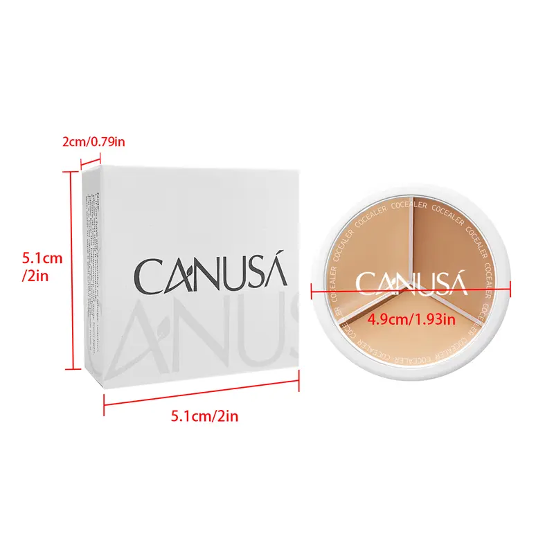 Canusa Concealer Full Coverage Tri-Color Foundation with Waterproof Formula - Flawless 1