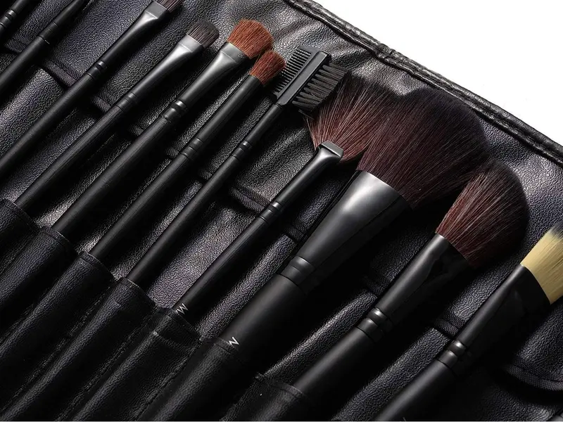 Make up Brushes 24 PCS Natural Hair Professional Makeup Brush Set Travel Kit (Brown & Gray) 3
