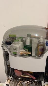 Product Review of Makeup Organizer, Dustproof Large Cosmetic Storage Box, Skincare Container with Drawers, White Transparent Gift box for Vanity Case from b**x 0