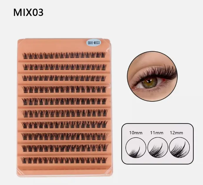 120Pcs D Curl False Eyelashes Extensions - Individual Cluster Lashes, Mixed Lengths (8-16mm) - Cosmetic, Makeup strip