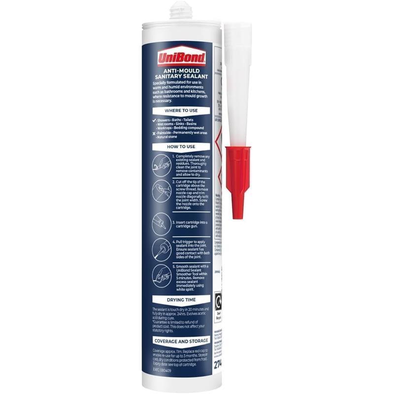 Anti-Mould Waterproof Silicone Sealant for Kitchen & Bathroom, Strong & Long-Lasting, 274g Cartridge - HomeFix 1