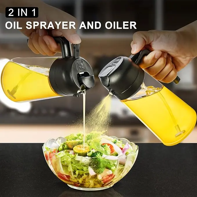 Oil Spray Bottle and Olive , Oil Sprayer for Cooking Air Fryer 500ML/ 17OZ for Cooking, Kitchen, BBQ, Air Fryer, Salad, Baking(1pcs Black) Utensils Nozzle multicoloured spray type oil dispensers oil  dispenser oil  dispenser  bottle 1