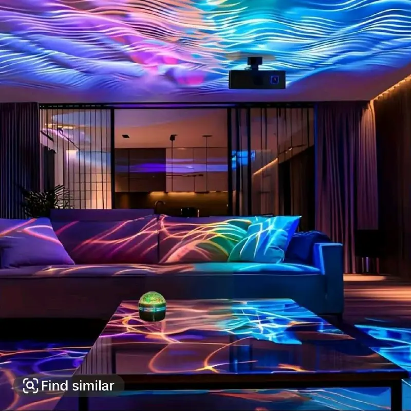 USB Powered Aurora Projector Night Light, 7 Color Changing LED Projector Lamp with Remote Control, Decorative Light for Bedroom, Living Room, Party 6