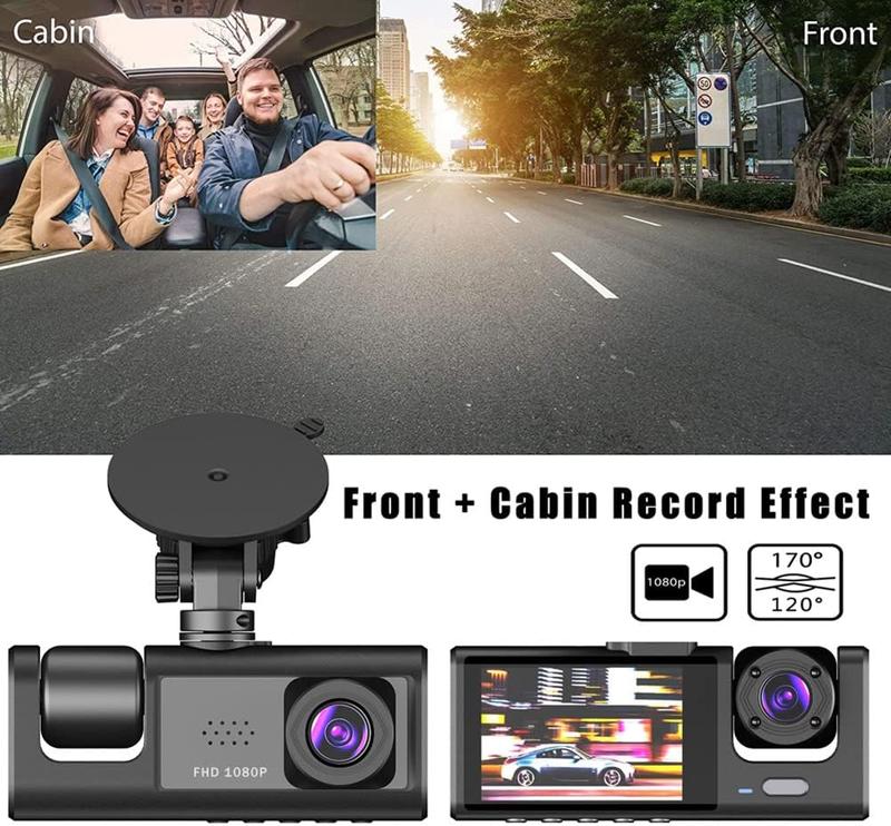 Car DVR 3-Channel Dash Cam HD 1080P Dash Camera Dual Lens Dashcam Video Recorder Black Box 24H Parking