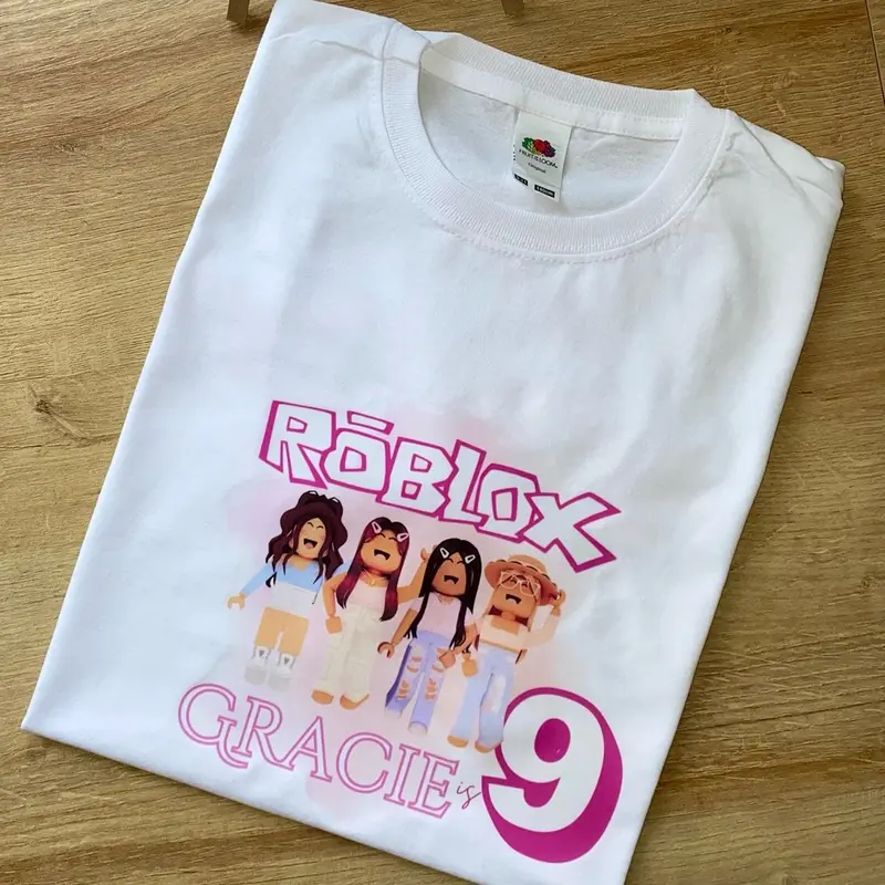 Personalised Roblox Birthday T-shirt, Roblox Birthday t-shirt, Roblox, Kids Roblox T-shirts, Kids Birthday T-shirts, Girls roblox tshirt 6