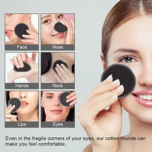 24 Pcs Eco-Friendly Washable Bamboo Charcoal Makeup Remover Pads with Mesh Laundry Bag for All Skin Types - Comfort, Skincare Cleansing Gentle 1